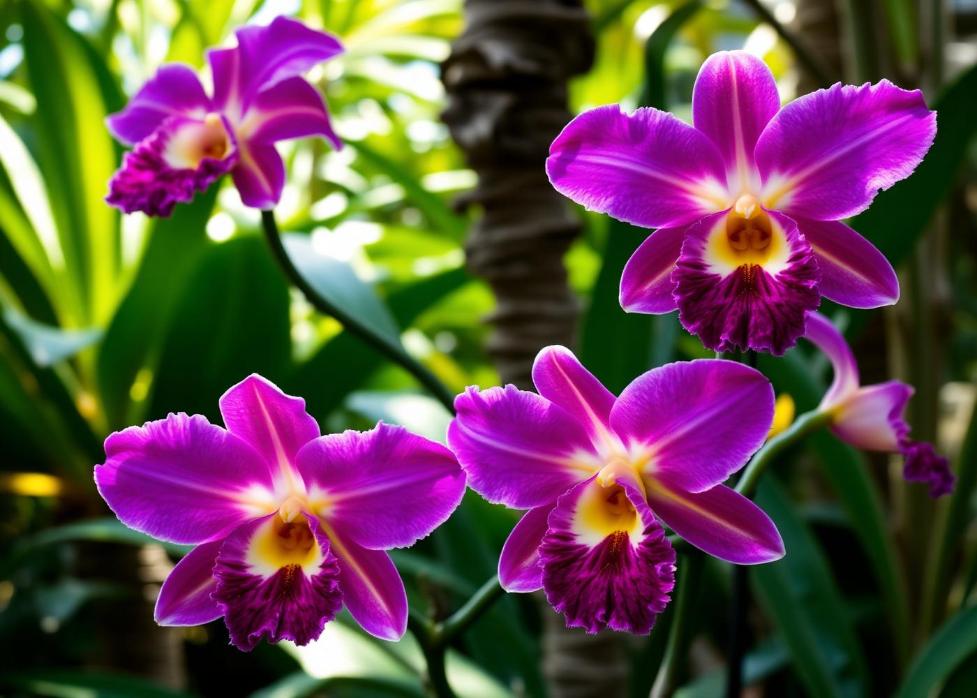 Orquídeas Cattleyas florecidas